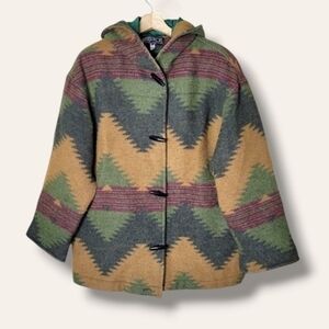 Russell Scott Vintage Winter Coat Hooded Earth Tone Toggle Woodland Cozy Size M